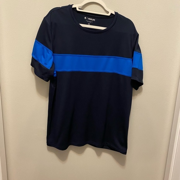 Mens fourlaps Athletic short sleeve top in navy blue and royal blue size XL - Picture 1 of 12